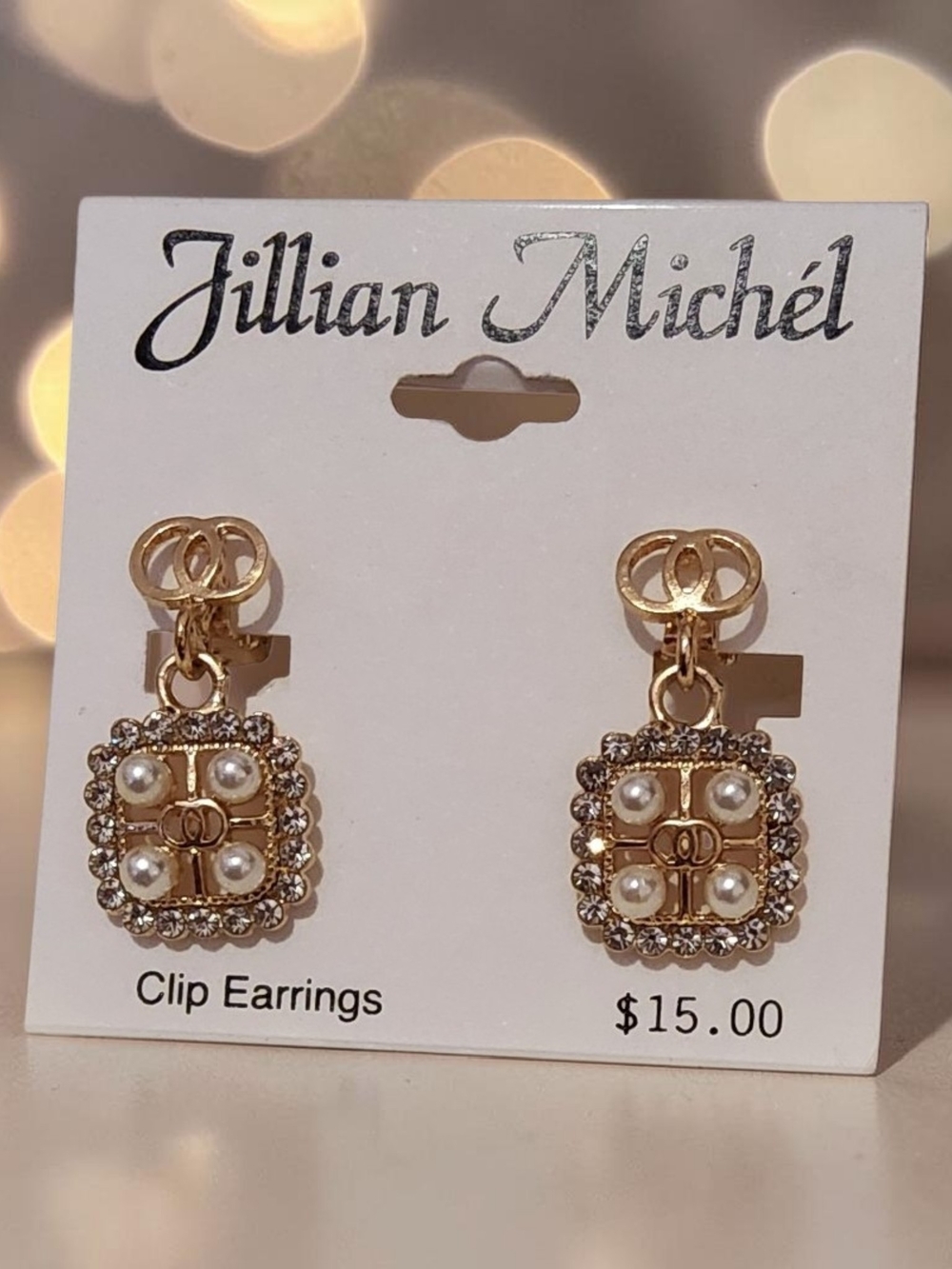 Gold-Tone Pearl & Crystal Clip Earrings
